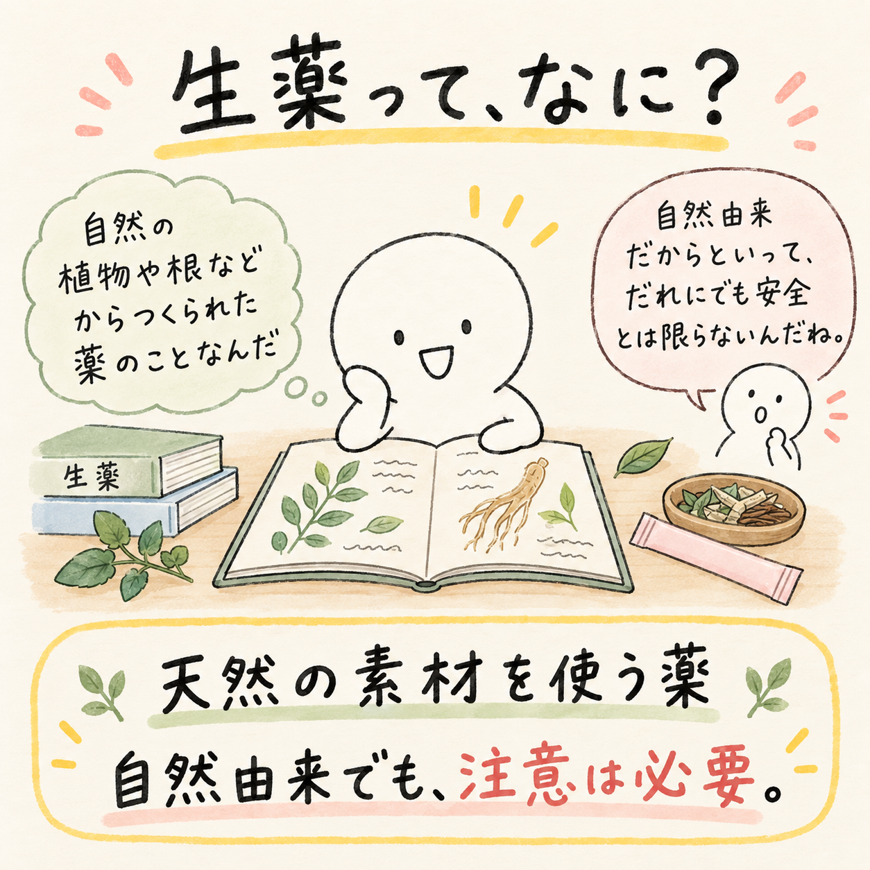 生薬は天然の素材を使う薬。自然由来でも注意は必要