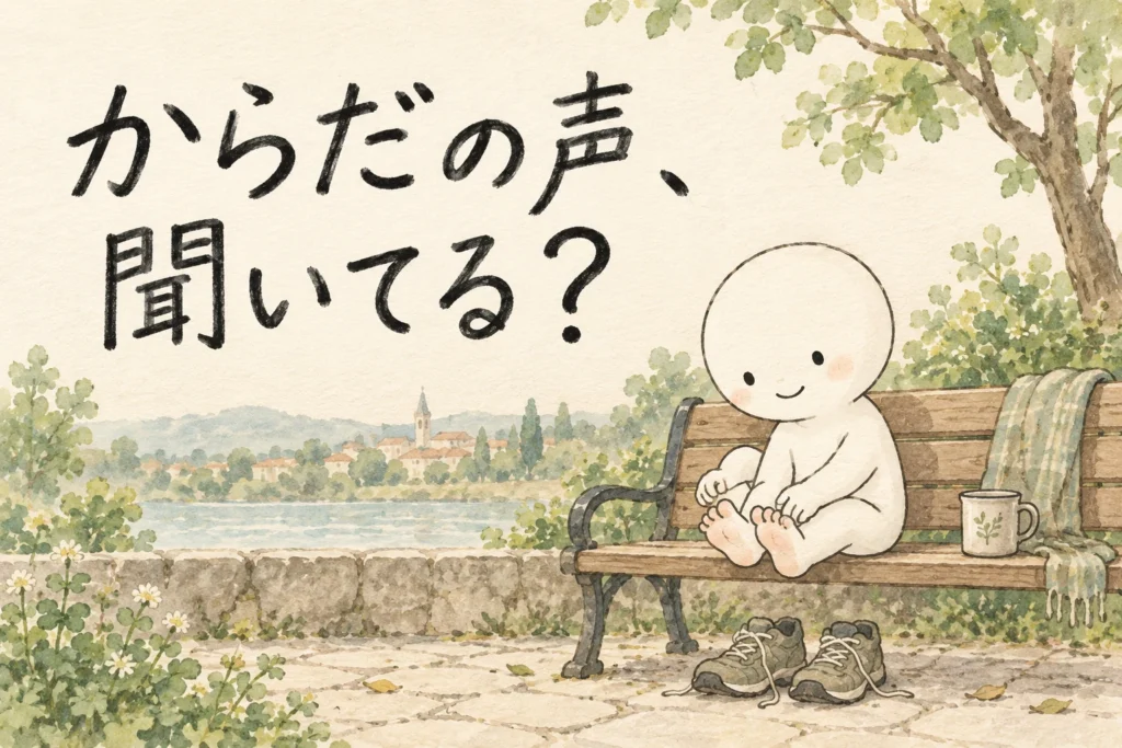 本と暮らしを見つめる白いキャラクターのオリジナル水彩イラスト