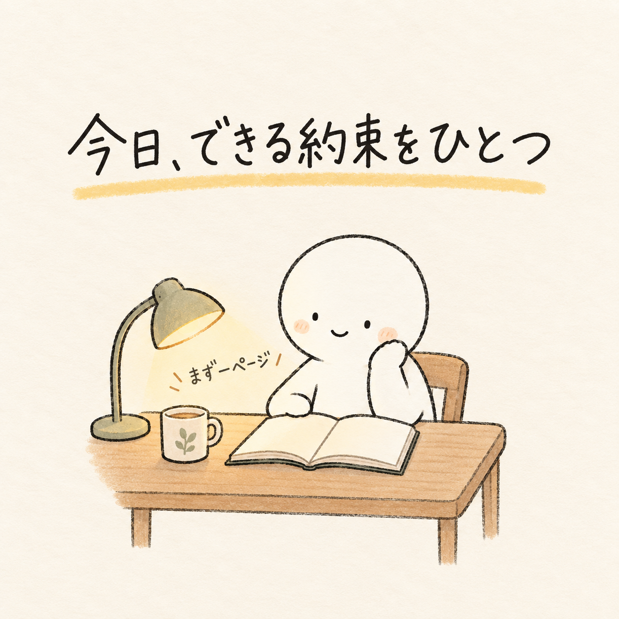 大きな目標より、まず本を一ページ読むという小さな約束を選ぶ図